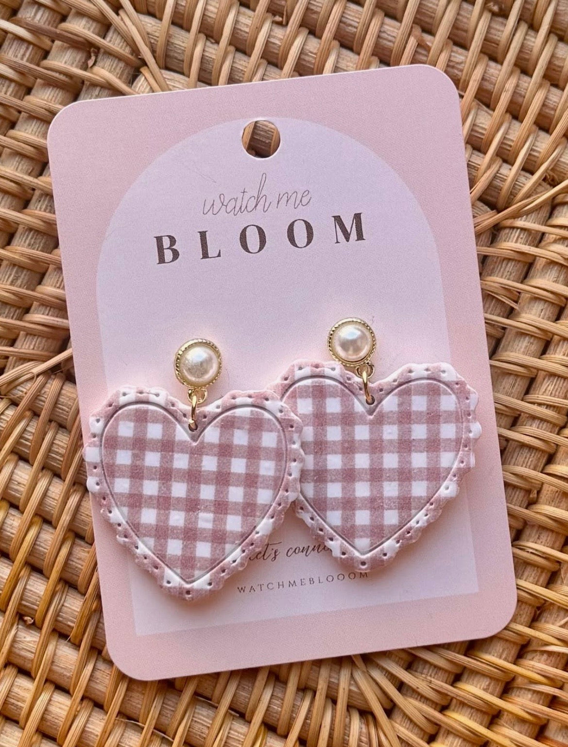 Gingham Heart Dangles