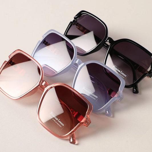 Thin Square Shaped One Tone Frame Sunglasses