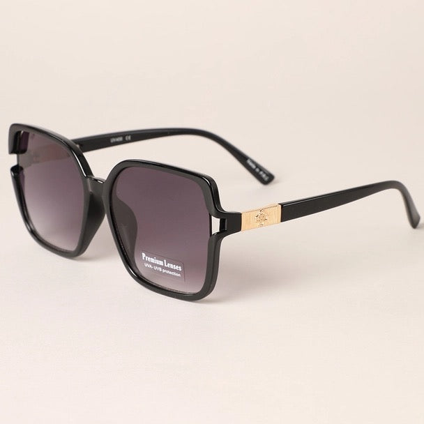 Thin Square Shaped One Tone Frame Sunglasses