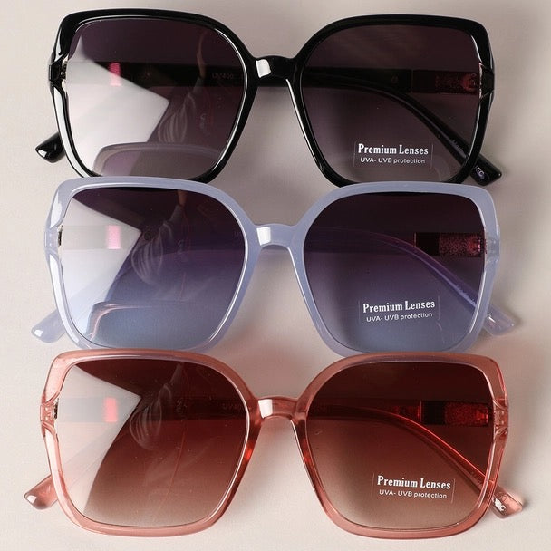 Thin Square Shaped One Tone Frame Sunglasses