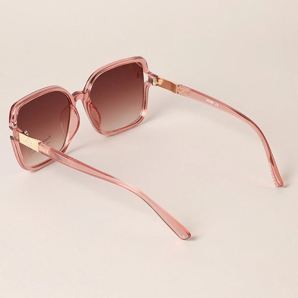 Thin Square Shaped One Tone Frame Sunglasses