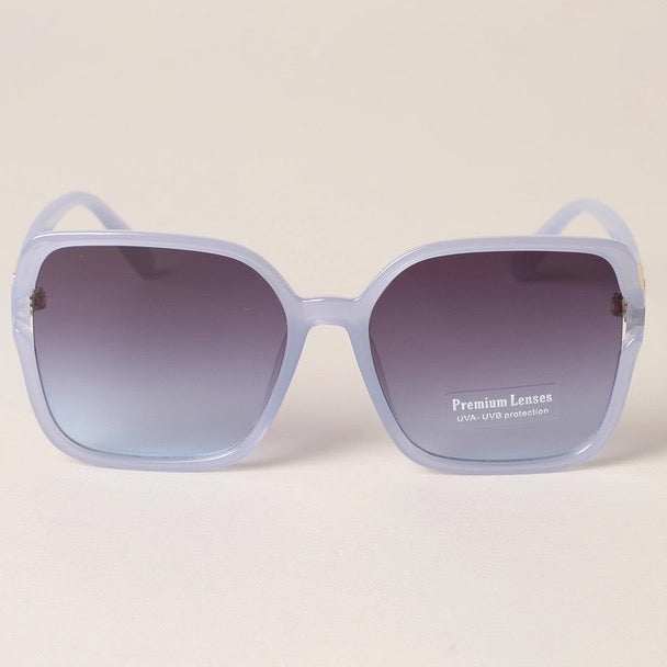 Thin Square Shaped One Tone Frame Sunglasses