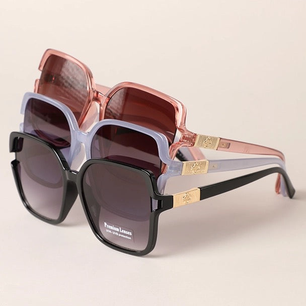 Thin Square Shaped One Tone Frame Sunglasses