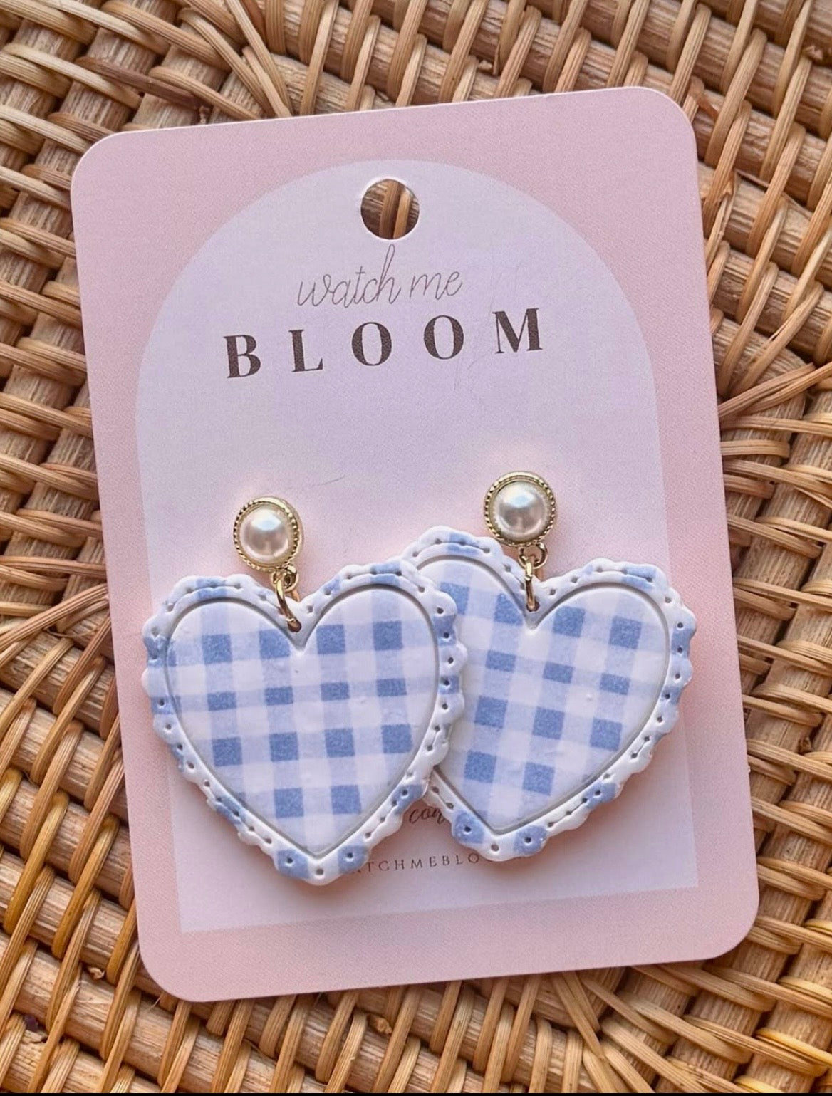 Gingham Heart Dangles