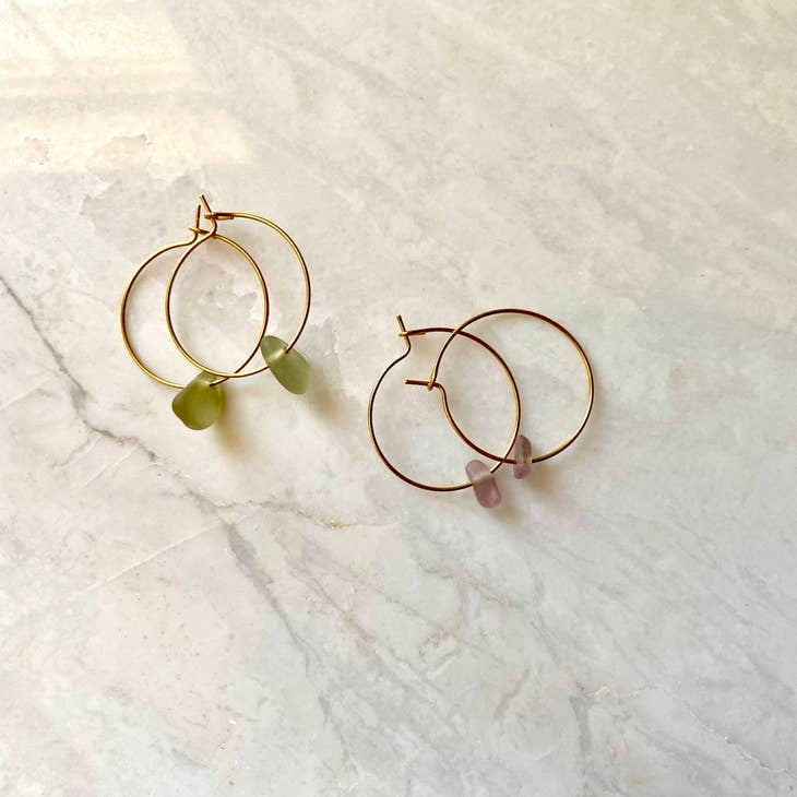 Sea Glass Hoops