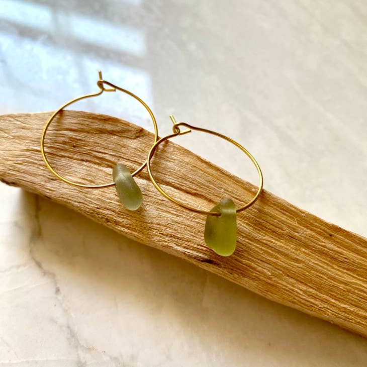 Sea Glass Hoops