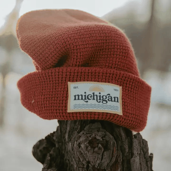 Waffle Knits MI Patch Beanie